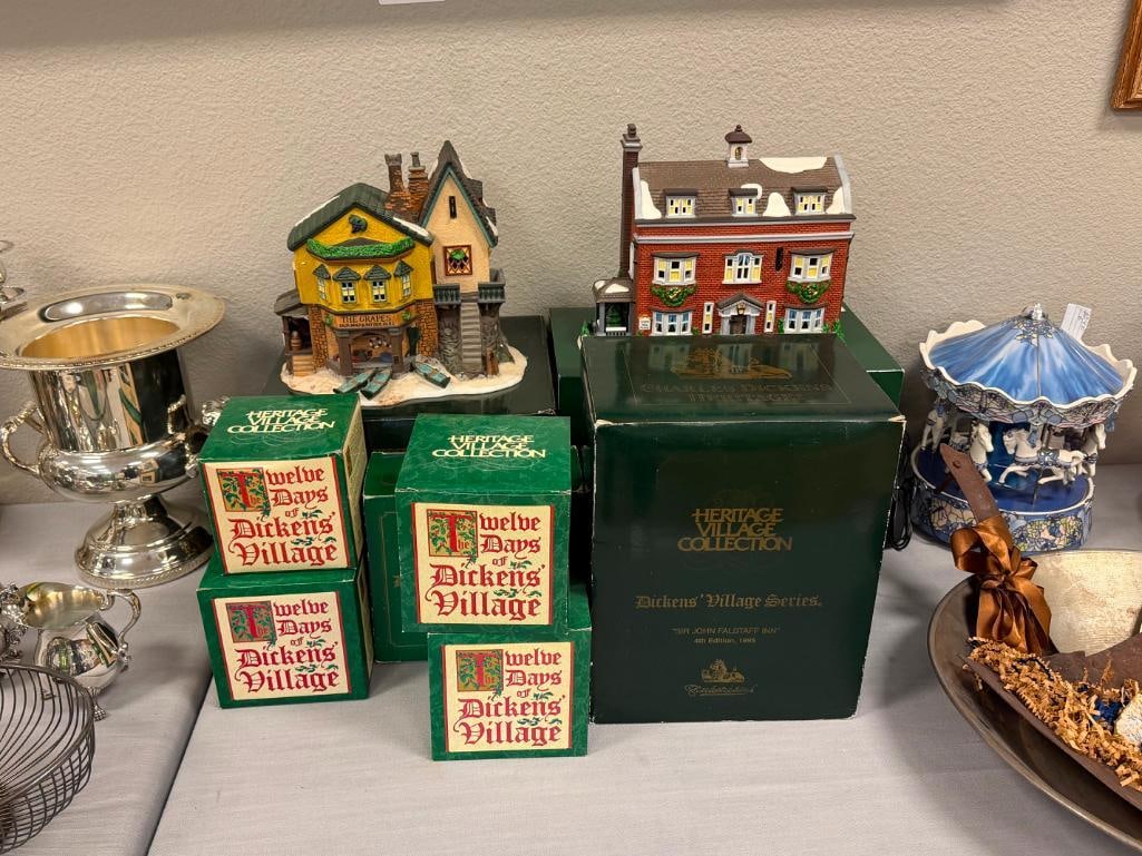 TWELVE DAYS OF DICKENS VILLAGE DEPT 56 PORCELAIN ILLUMINATING BUILDINGS AND ACCESSORIES - 2