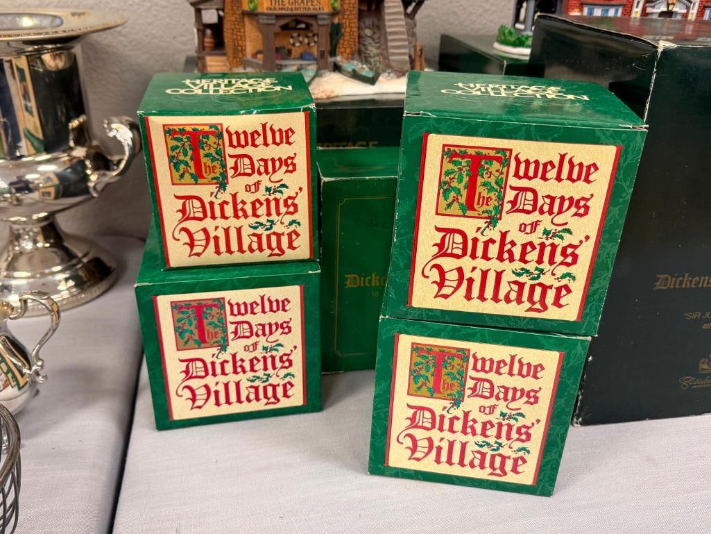 TWELVE DAYS OF DICKENS VILLAGE DEPT 56 PORCELAIN ILLUMINATING BUILDINGS AND ACCESSORIES - 3