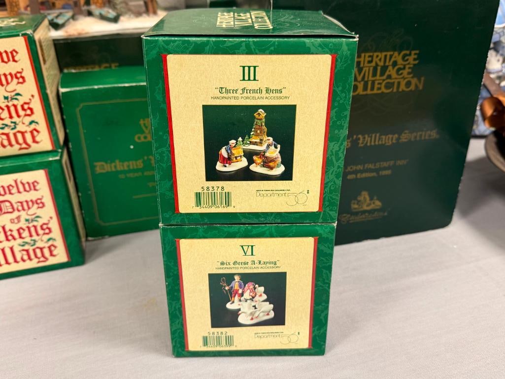 TWELVE DAYS OF DICKENS VILLAGE DEPT 56 PORCELAIN ILLUMINATING BUILDINGS AND ACCESSORIES - 6