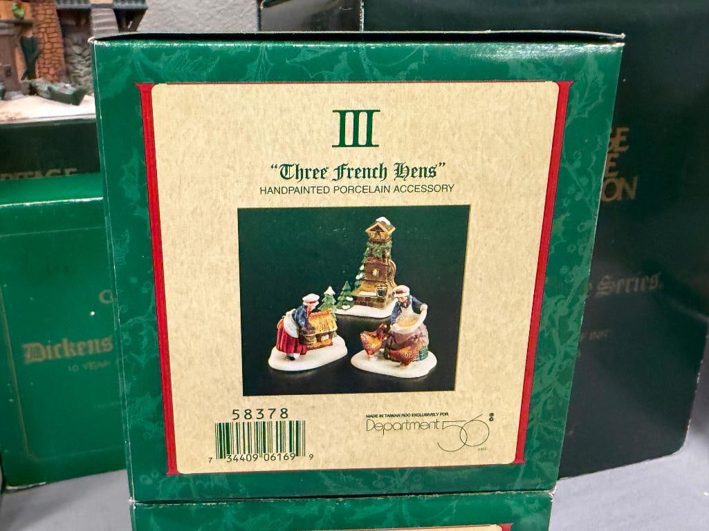 TWELVE DAYS OF DICKENS VILLAGE DEPT 56 PORCELAIN ILLUMINATING BUILDINGS AND ACCESSORIES - 7