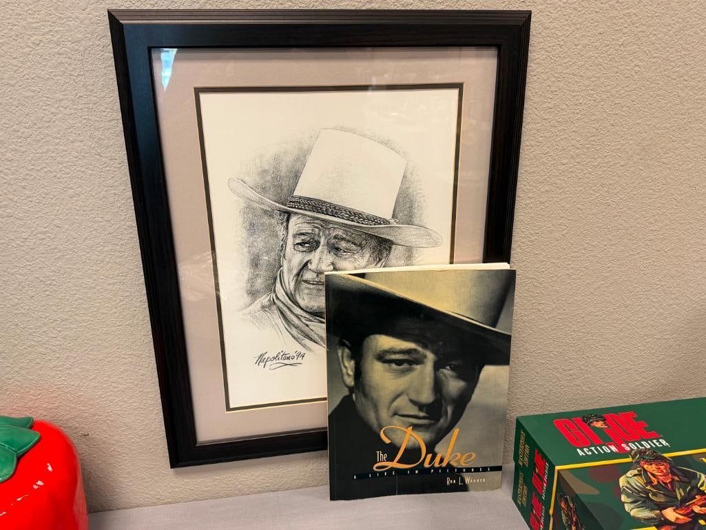 THE DUKE A LIFE IN PICTURES FIRST EDITION 2001 AND NAPLITANO JOHN WAYNE PORTRAIT PRINT - 2