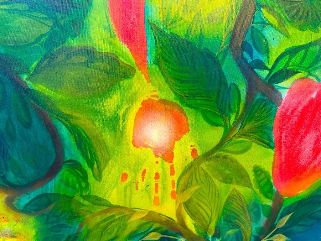 LILY HARTUNG AND JIM ZLOKOVICH NEVADA ARTISTS ORIGINAL OIL ON CANVAS BOTANICAL ABSTRACT - 10