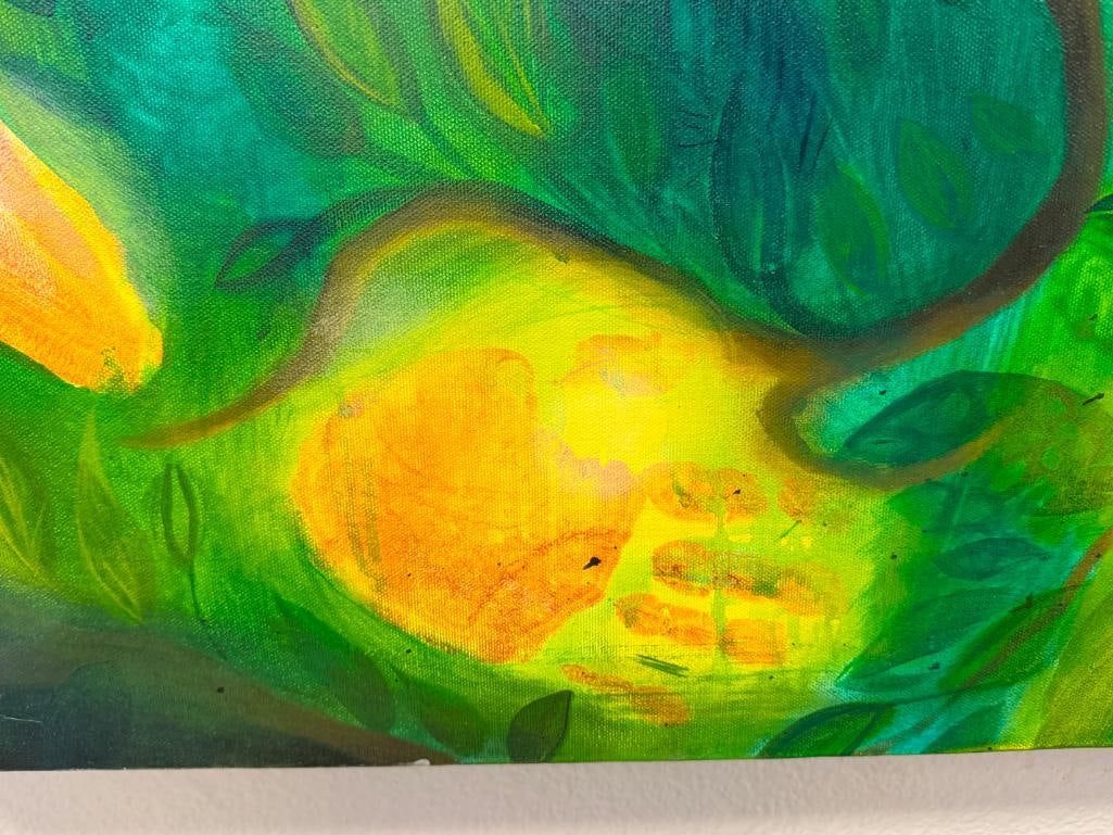 LILY HARTUNG AND JIM ZLOKOVICH NEVADA ARTISTS ORIGINAL OIL ON CANVAS BOTANICAL ABSTRACT - 11