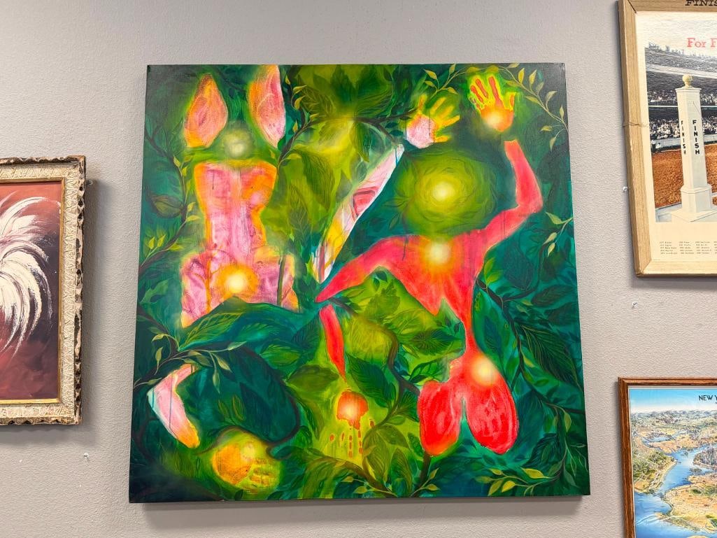 LILY HARTUNG AND JIM ZLOKOVICH NEVADA ARTISTS ORIGINAL OIL ON CANVAS BOTANICAL ABSTRACT - 2