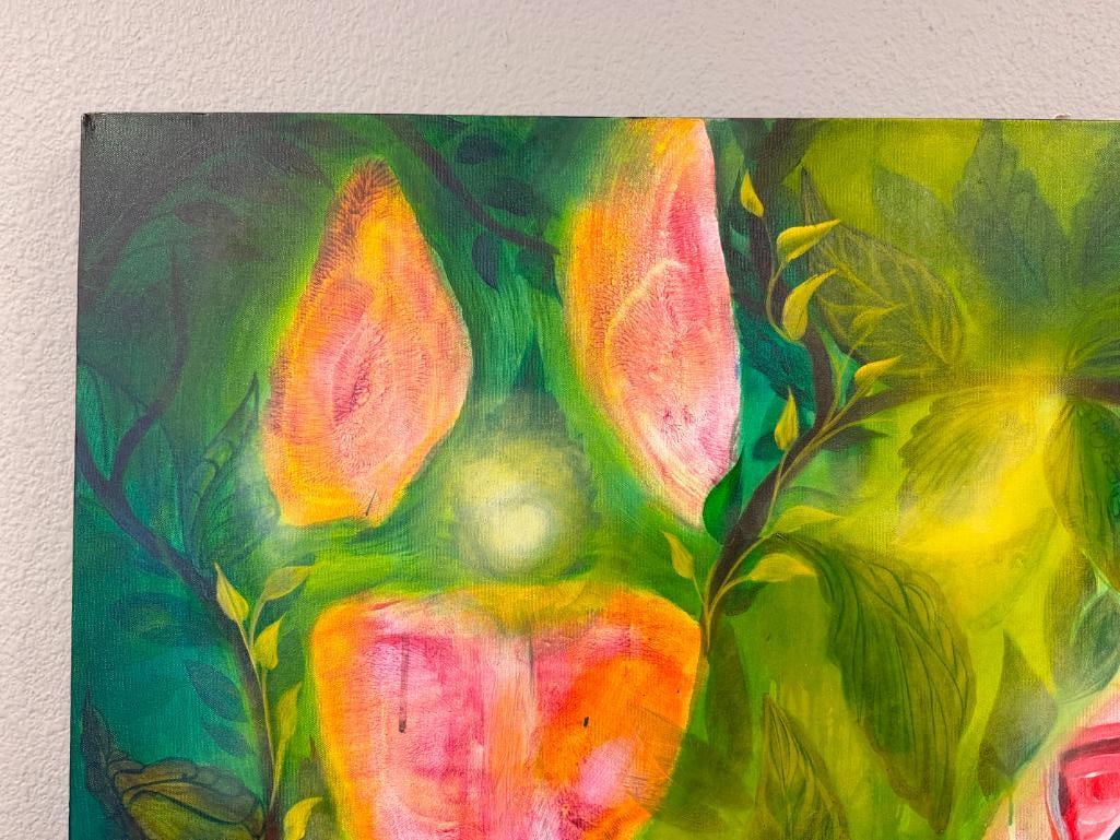 LILY HARTUNG AND JIM ZLOKOVICH NEVADA ARTISTS ORIGINAL OIL ON CANVAS BOTANICAL ABSTRACT - 3