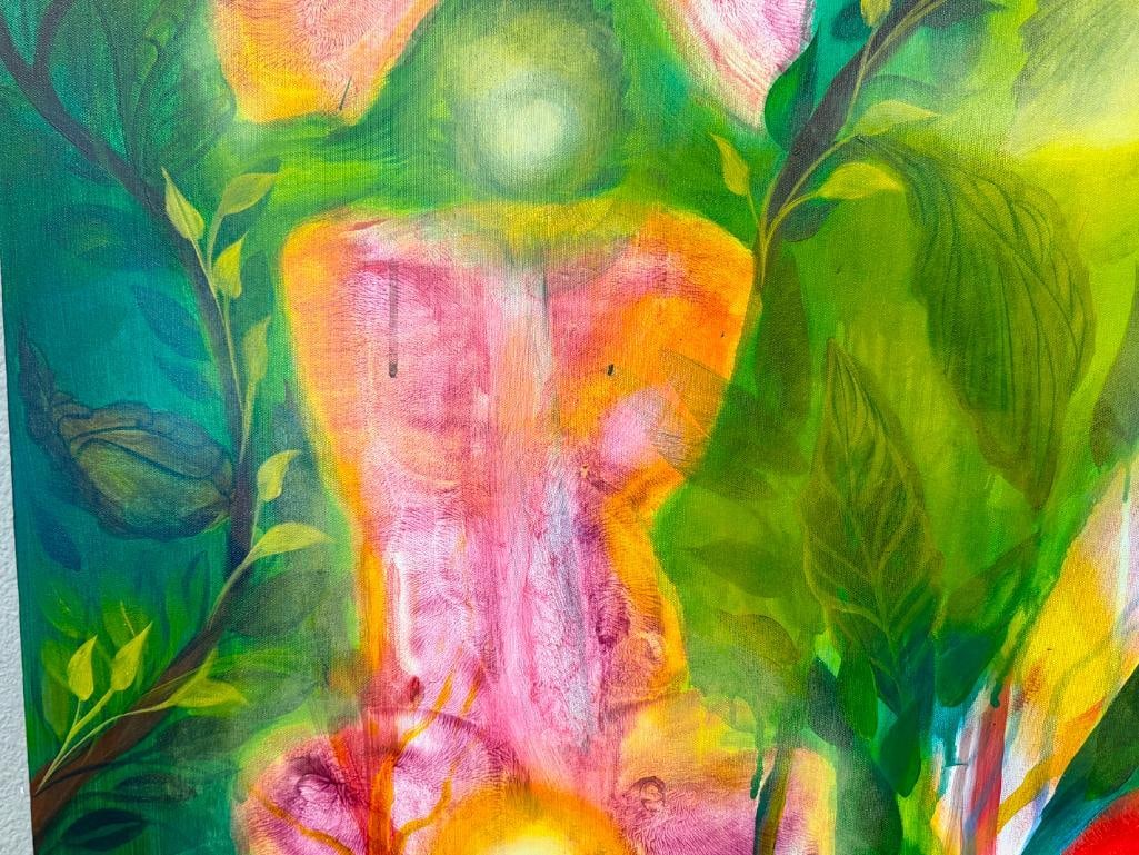 LILY HARTUNG AND JIM ZLOKOVICH NEVADA ARTISTS ORIGINAL OIL ON CANVAS BOTANICAL ABSTRACT - 4