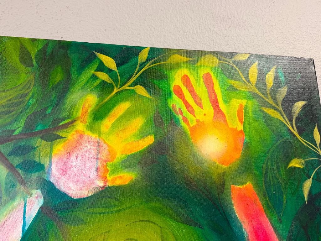 LILY HARTUNG AND JIM ZLOKOVICH NEVADA ARTISTS ORIGINAL OIL ON CANVAS BOTANICAL ABSTRACT - 6