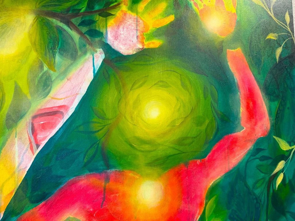 LILY HARTUNG AND JIM ZLOKOVICH NEVADA ARTISTS ORIGINAL OIL ON CANVAS BOTANICAL ABSTRACT - 7