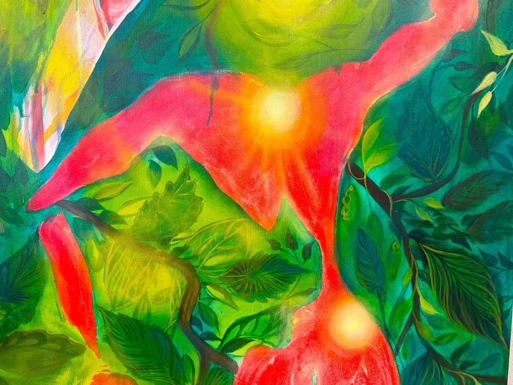 LILY HARTUNG AND JIM ZLOKOVICH NEVADA ARTISTS ORIGINAL OIL ON CANVAS BOTANICAL ABSTRACT - 8
