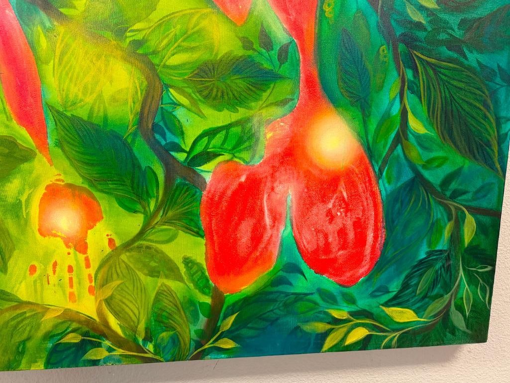LILY HARTUNG AND JIM ZLOKOVICH NEVADA ARTISTS ORIGINAL OIL ON CANVAS BOTANICAL ABSTRACT - 9