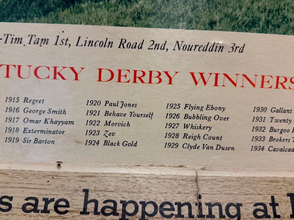 FRANK FEHR BREWING CO. FEHR'S BEER 1958 KENTUCKY DERBY CARDBOARD ADVERTISEMENT - 13