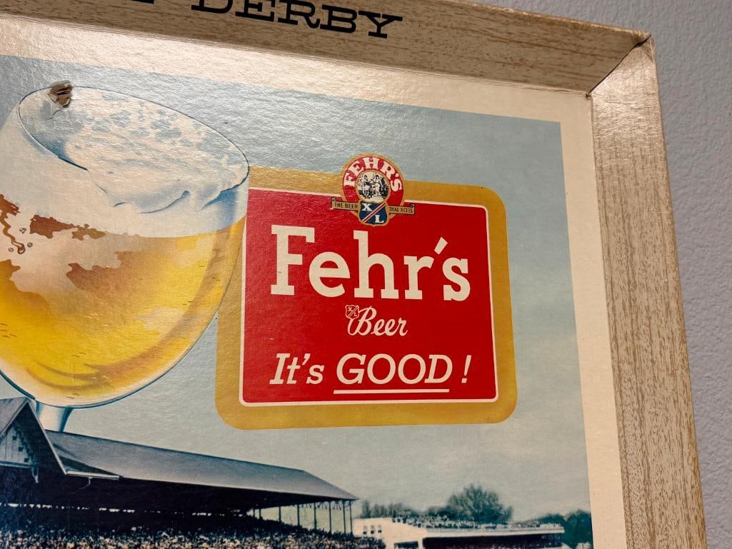 FRANK FEHR BREWING CO. FEHR'S BEER 1958 KENTUCKY DERBY CARDBOARD ADVERTISEMENT - 4