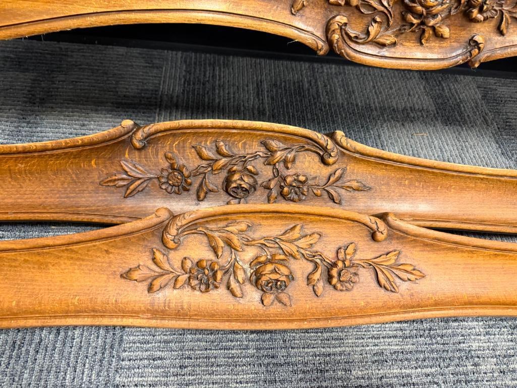 ANTIQUE FRENCH LOUIS XV STYLE CARVED WALNUT FULL SIZE BED FRAME - 5