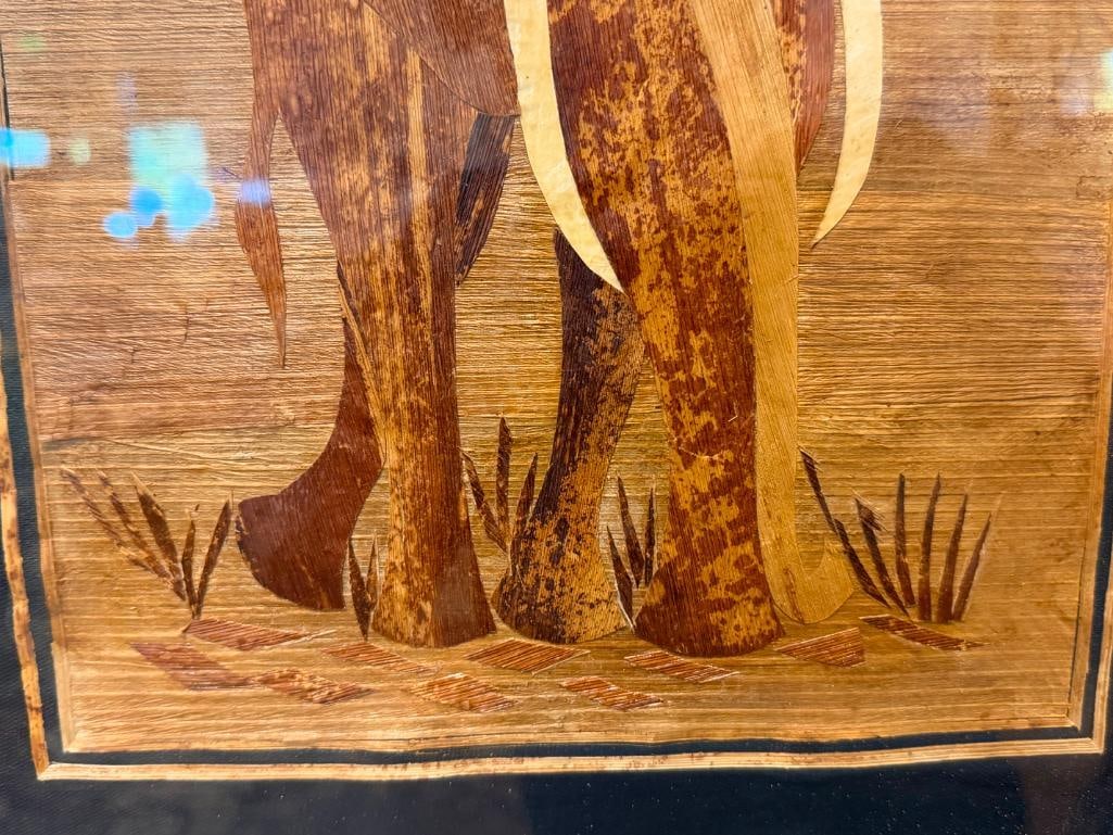 TRADITIONAL AFRICA BANANA LEAF ART PANELS OF CHEETAH AND CUBS AND ELEPHANT - 10
