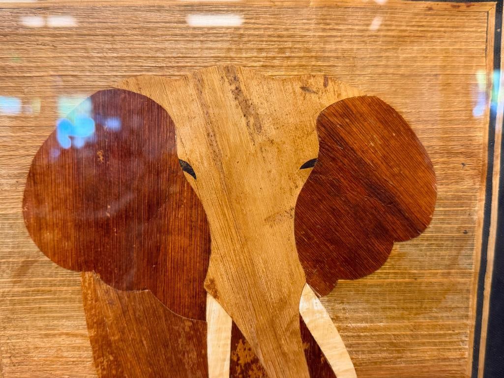 TRADITIONAL AFRICA BANANA LEAF ART PANELS OF CHEETAH AND CUBS AND ELEPHANT - 8