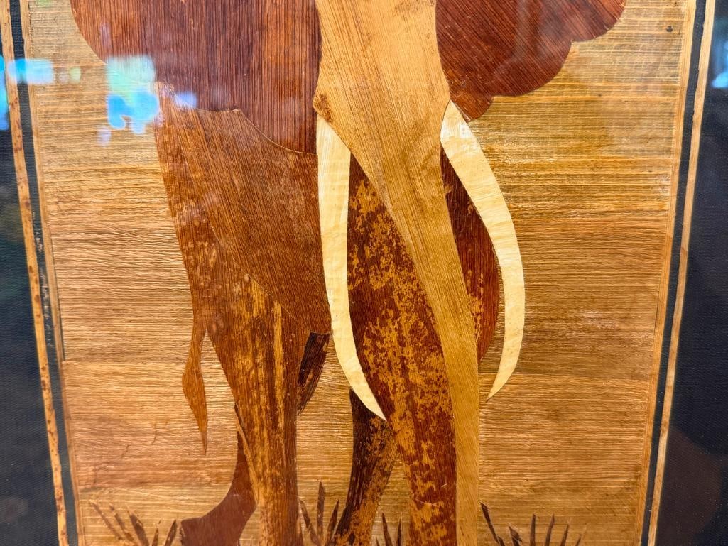 TRADITIONAL AFRICA BANANA LEAF ART PANELS OF CHEETAH AND CUBS AND ELEPHANT - 9