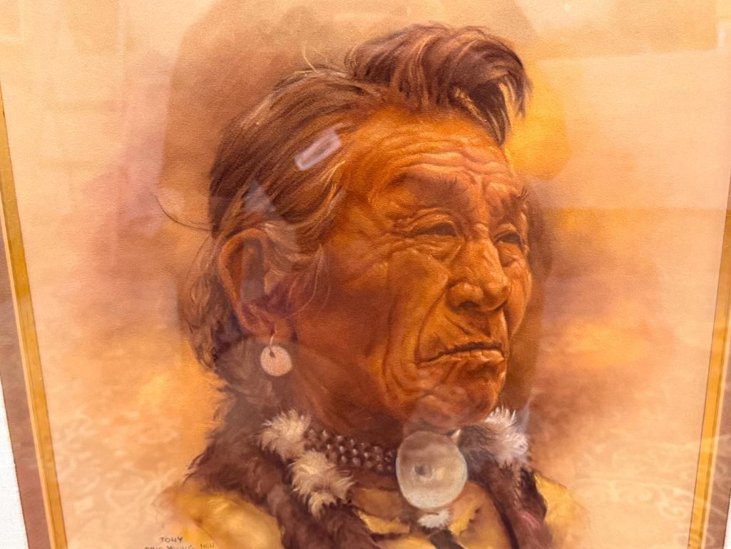 VILEM ZACH CZECH ARTIST ORIGINAL PASTEL PAINTING VELVETEEN PAPER TONY FINE YOUNG MAN SACREE INDIAN - 6