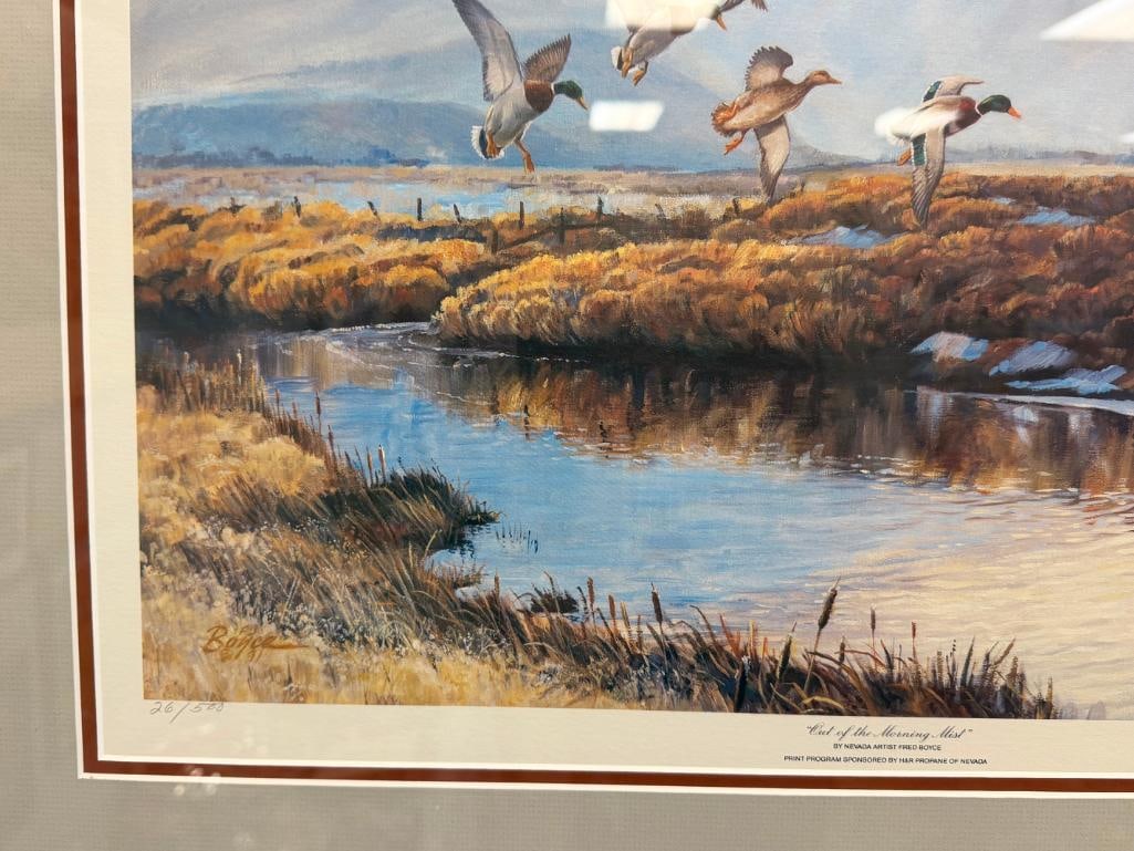FRED BOYCE PROLIFIC NEVADA WILDLIFE ARTIST LIMITED EDITION PRINT OUT OF THE MORNING MIST NO. 26/500 - 8