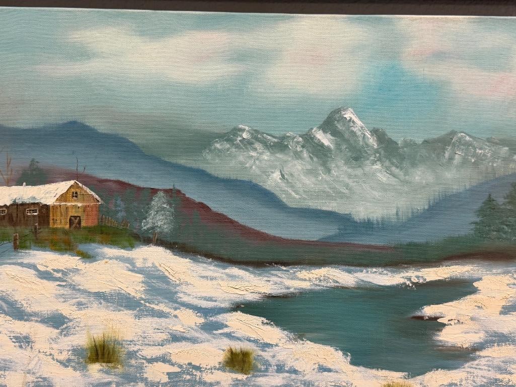 ORIGINAL OIL ON CANVAS PAINTING WINTER LANDSCAPE - 2