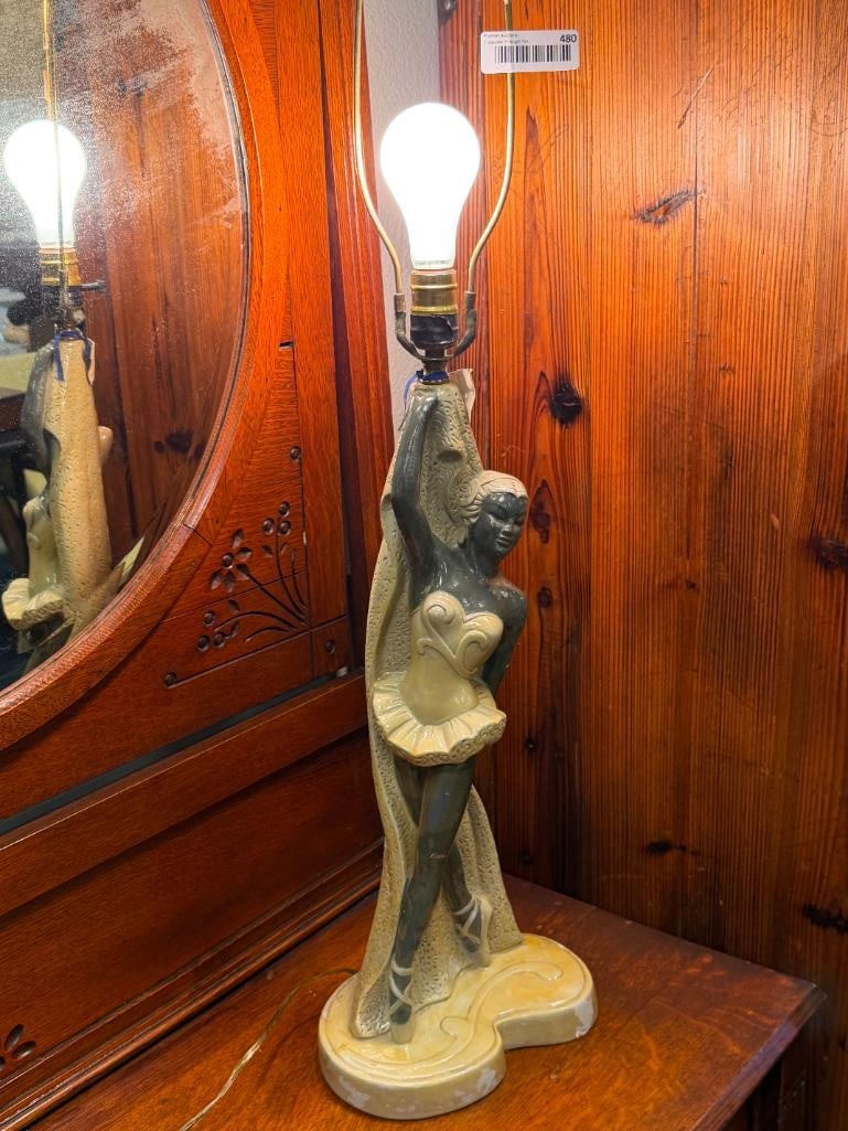VINTAGE AFRICAN AMERICAN BALLERINA FIGURAL TABLE LAMP - 10