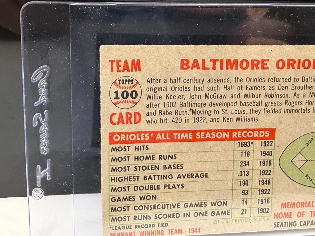 1956 TOPPS #100 BALTIMORE ORIOLES TEAM BASEBALL CARD - 7