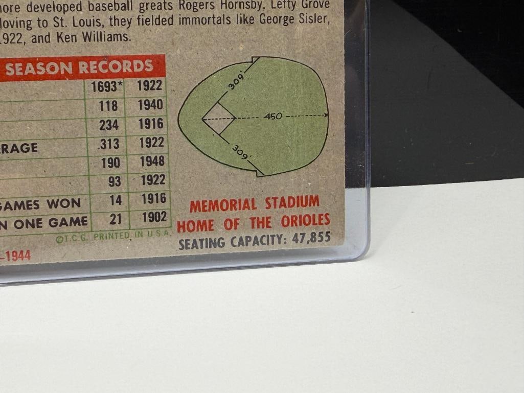 1956 TOPPS #100 BALTIMORE ORIOLES TEAM BASEBALL CARD - 9