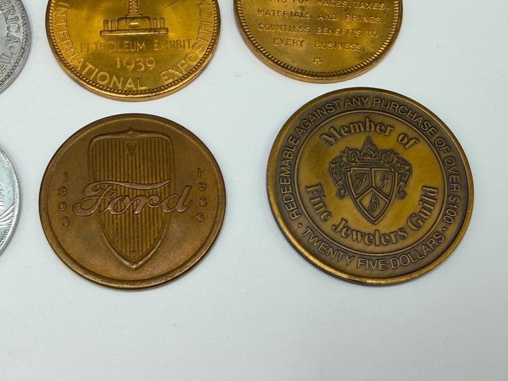 ASSORTED COLLECTIBLE TOKENS INCLUDING 1933 FORD V8 PROGRESS TOKEN AND 1939 GOLDEN GATE EXPO TOKENS - 2