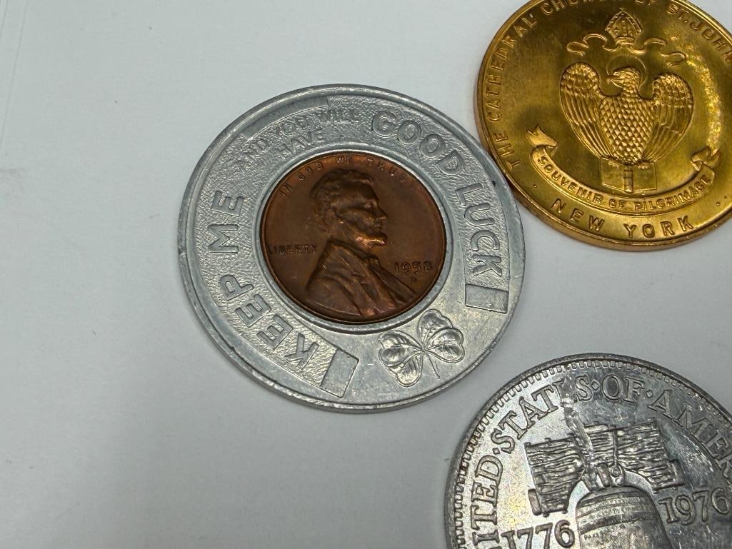 ASSORTED COLLECTIBLE TOKENS INCLUDING 1933 FORD V8 PROGRESS TOKEN AND 1939 GOLDEN GATE EXPO TOKENS - 8