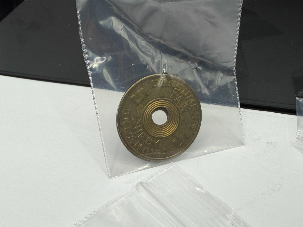 ANTIQUE CONSUMER'S TAX / SALES TAX TOKENS FRMO OKLAHOMA, ARIZONA, COLORADO, WASHINGTON, AND UTAH - 3
