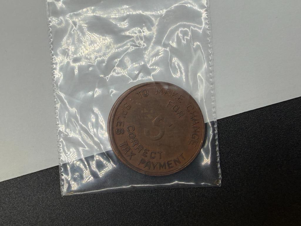 ANTIQUE CONSUMER'S TAX / SALES TAX TOKENS FRMO OKLAHOMA, ARIZONA, COLORADO, WASHINGTON, AND UTAH - 6
