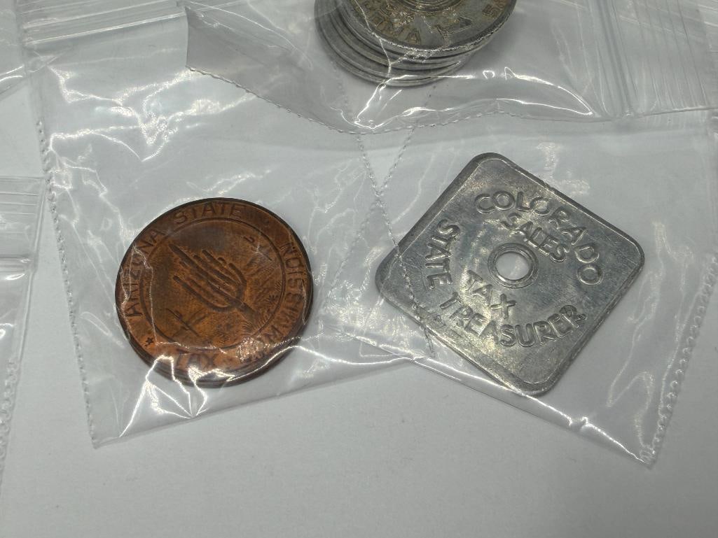 ANTIQUE CONSUMER'S TAX / SALES TAX TOKENS FRMO OKLAHOMA, ARIZONA, COLORADO, WASHINGTON, AND UTAH - 7