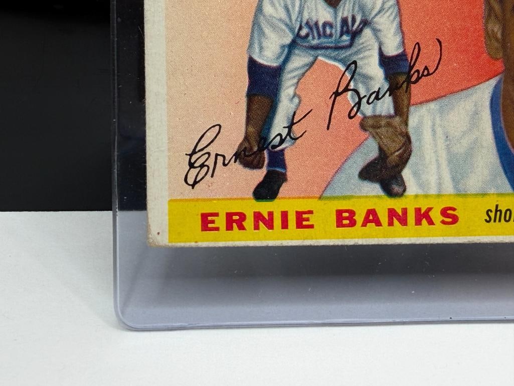 1955 TOPPS #28 ERNIE BANKS BASEBALL CARD - 5