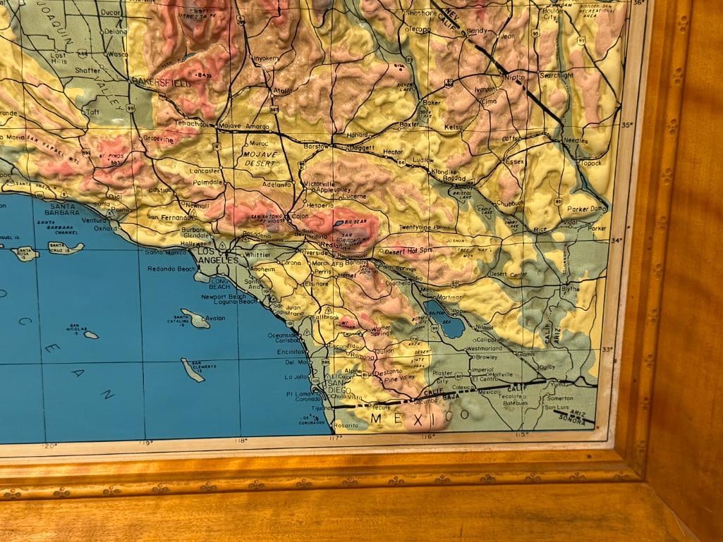 1956 JOHN H. ANDREWS & CO. 3D RAISED RELIEF MAP CALIFORNIA / NEVADA MADE IN EL CAJON, CALIFORNIA - 6