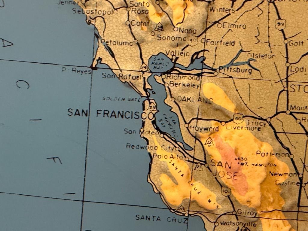 1956 JOHN H. ANDREWS & CO. 3D RAISED RELIEF MAP CALIFORNIA / NEVADA MADE IN EL CAJON, CALIFORNIA - 7