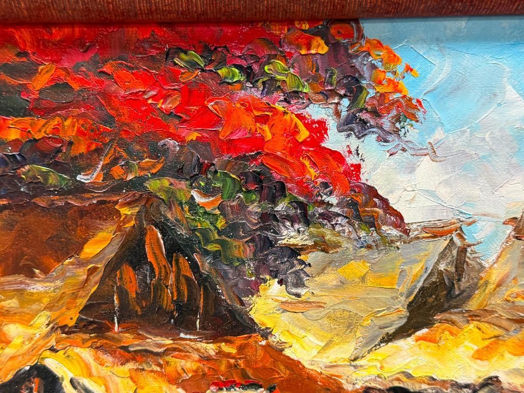 IMPASATO OIL ON CANVAS ORIGINALPAINTING TRADITIONAL VILLAGE MARKET SCENE - 4