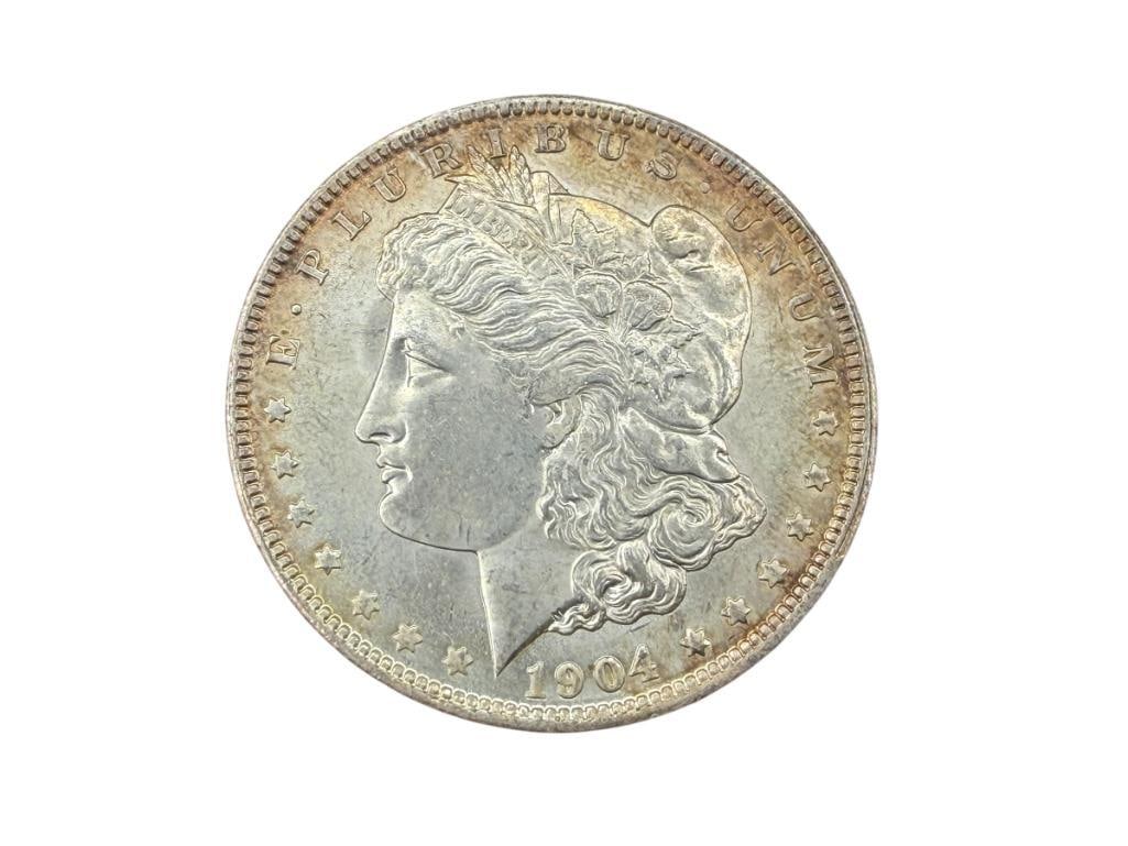 1904-O U.S. MORGAN SILVER DLLAR AU: 90% SILVER