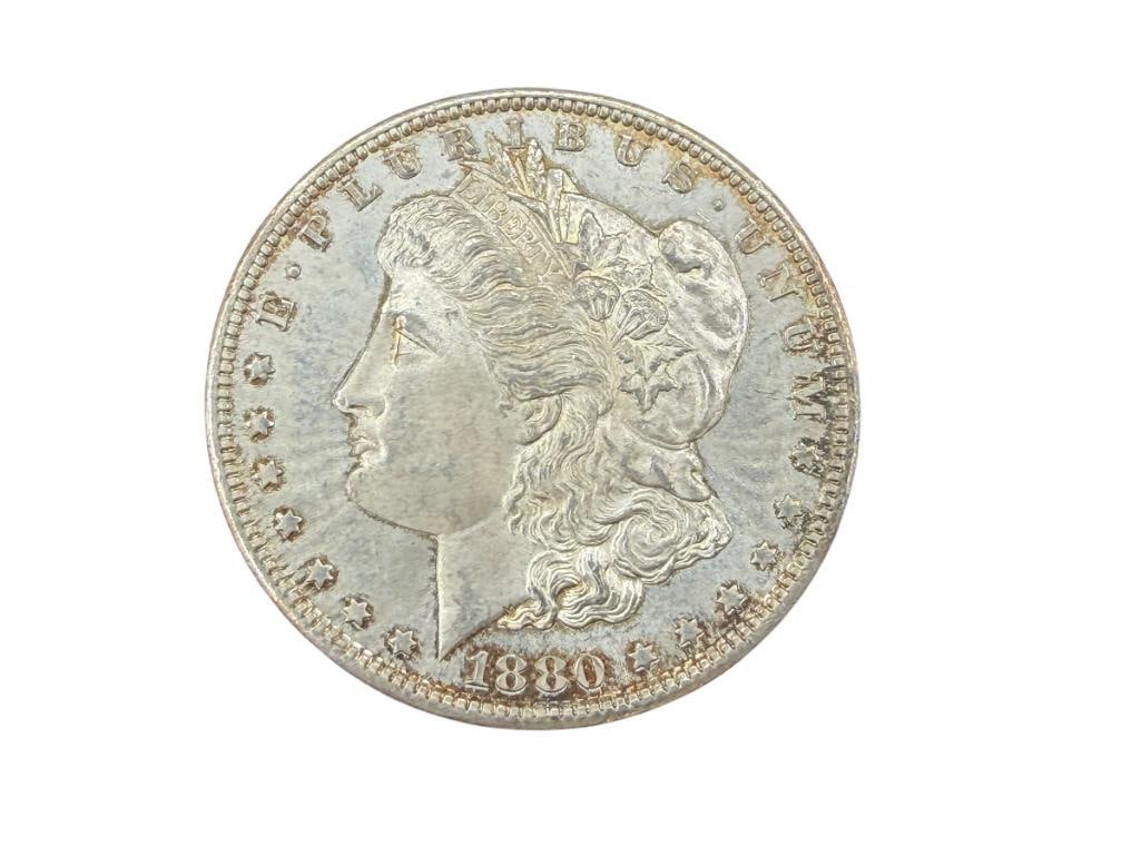 1880-S U.S. MORGAN SILVER DOLLAR AU: 90% SILVER