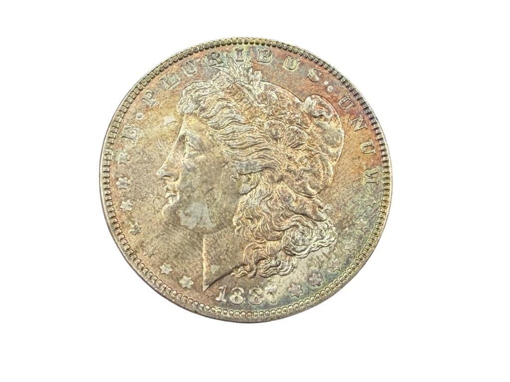 1887 U.S. MORGAN SILVER DOLLAR BU: 90% SILVER