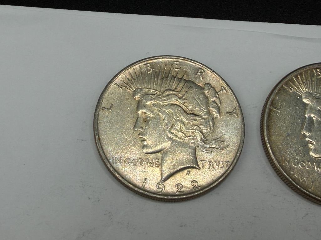 1922, 1923, AND 1924 U.S. PEACE SILVER DOLLARS - 2