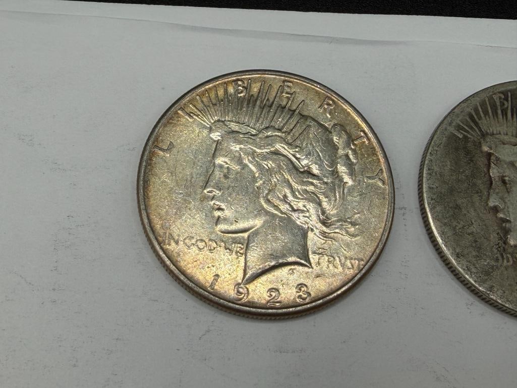 1922, 1923, AND 1924 U.S. PEACE SILVER DOLLARS - 4