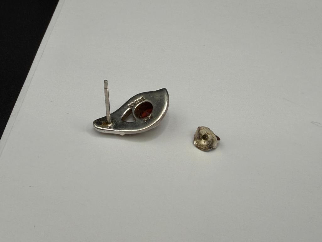 STERLING SILVER AND 14K YELLOW GOLD GARNET EARRINGS - 4