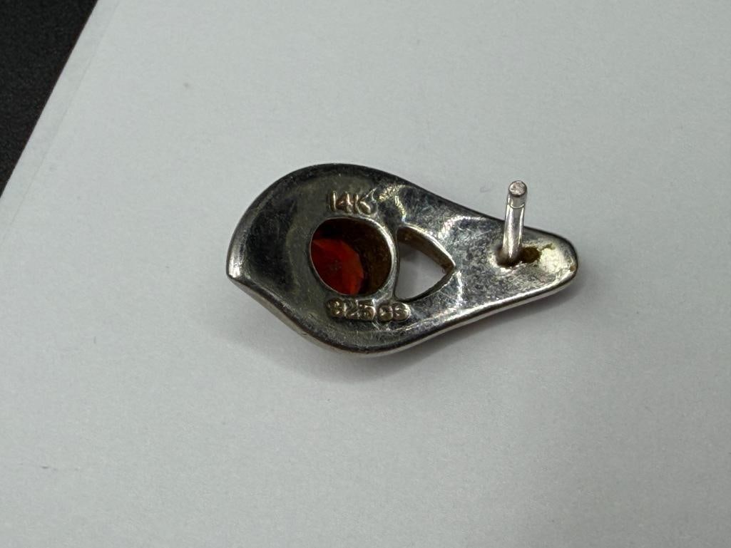 STERLING SILVER AND 14K YELLOW GOLD GARNET EARRINGS - 5