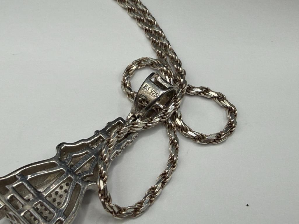 STERLING SILVER CZ PAVED "THE PLUG" FIGURAL OUTLET PLUG PENDANT NECKLACE - 5