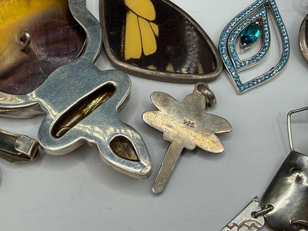 ASSORTED JEWELRY FEATURING MOSTLY STERLING SILVER PENDANTS - 11