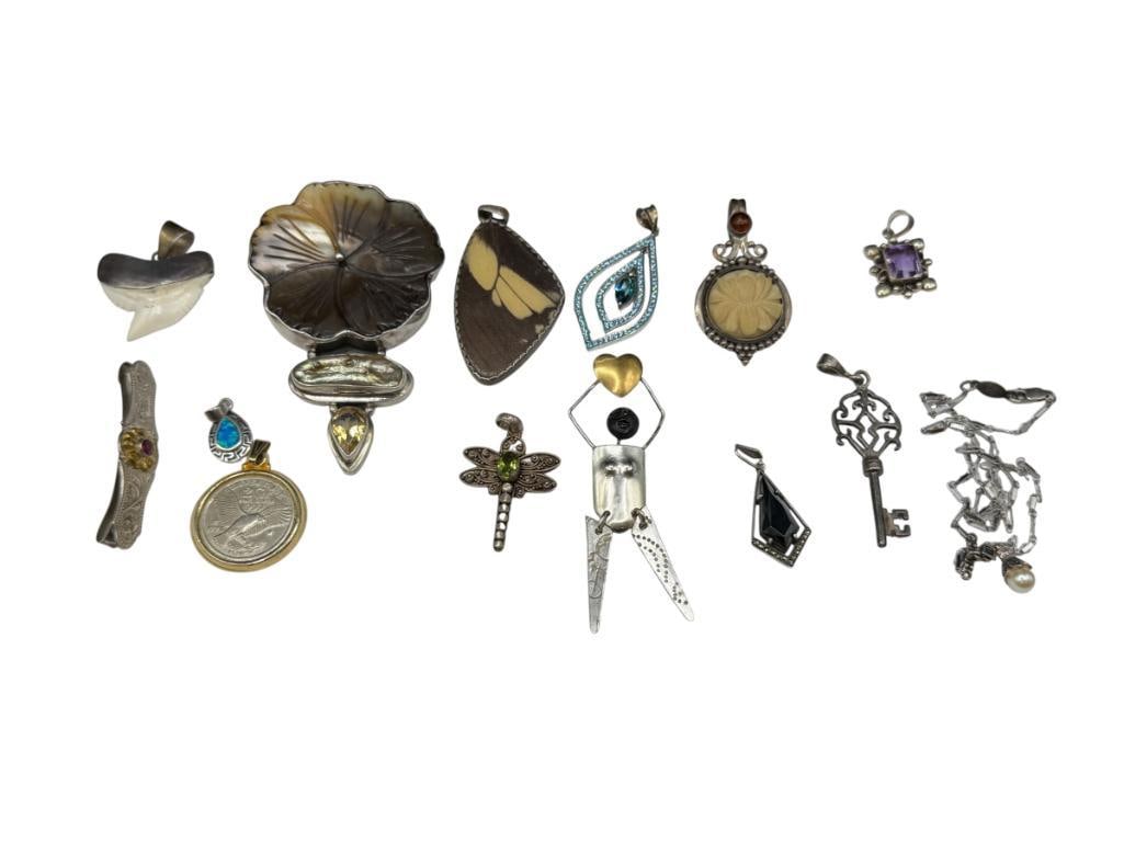 ASSORTED JEWELRY FEATURING MOSTLY STERLING SILVER PENDANTS (1 of 12)