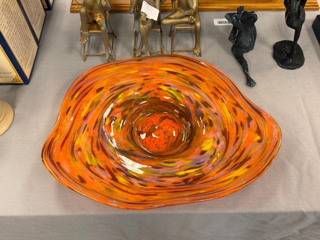 BAVARIAN GERMAN HAND BLOWN ART GLASS ALTBAYERISCHE KRYSTALLGLASHUTTE FREE FORM CONFETTI CONSOLE B... - 2
