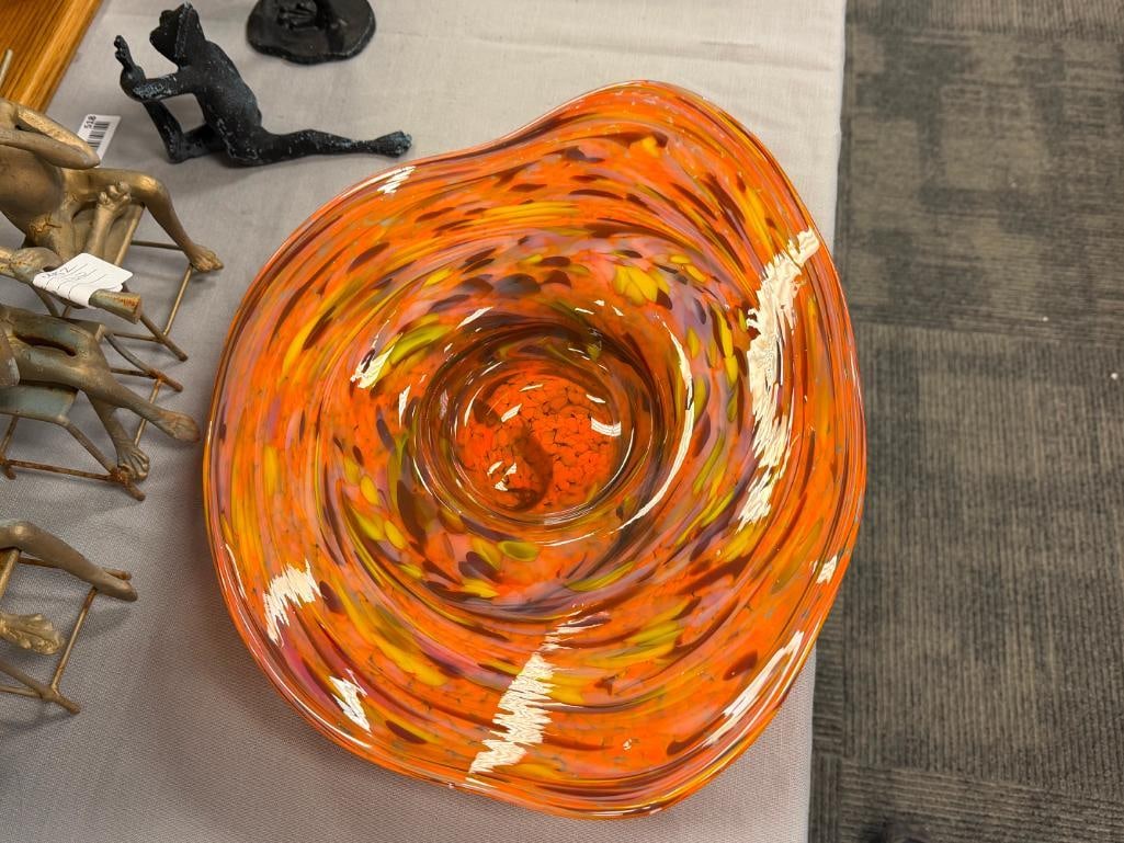 BAVARIAN GERMAN HAND BLOWN ART GLASS ALTBAYERISCHE KRYSTALLGLASHUTTE FREE FORM CONFETTI CONSOLE B... - 3