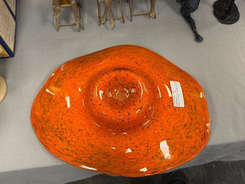 BAVARIAN GERMAN HAND BLOWN ART GLASS ALTBAYERISCHE KRYSTALLGLASHUTTE FREE FORM CONFETTI CONSOLE B... - 6