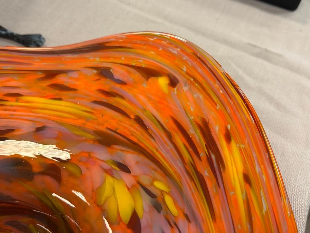 BAVARIAN GERMAN HAND BLOWN ART GLASS ALTBAYERISCHE KRYSTALLGLASHUTTE FREE FORM CONFETTI CONSOLE B... - 8