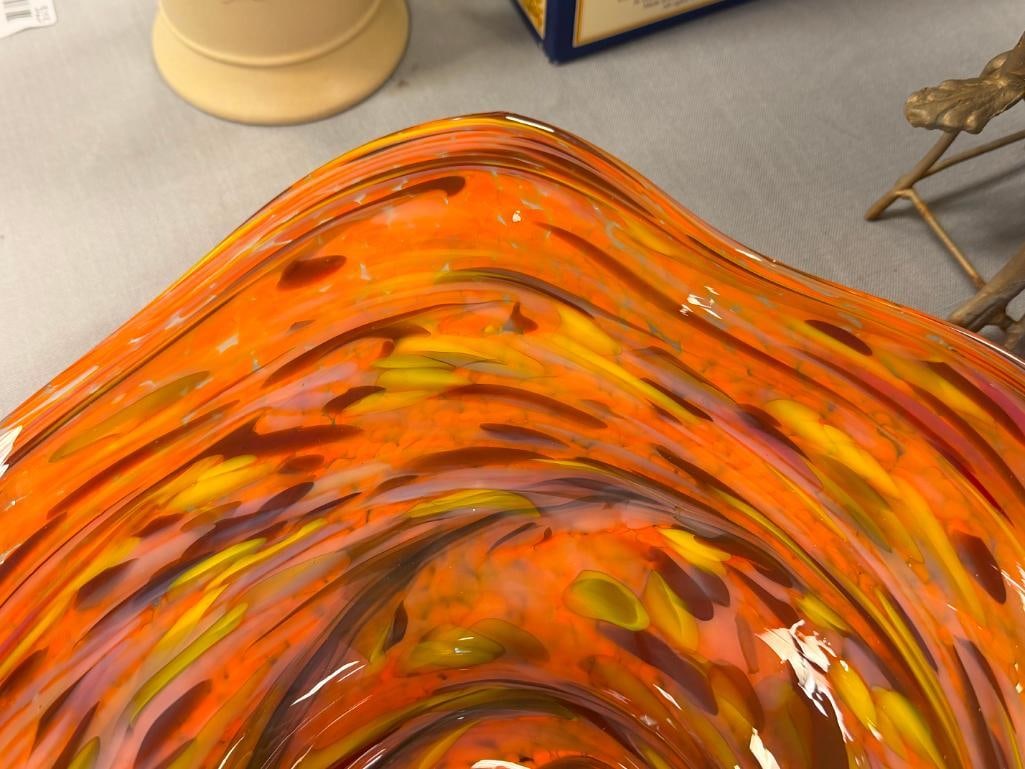 BAVARIAN GERMAN HAND BLOWN ART GLASS ALTBAYERISCHE KRYSTALLGLASHUTTE FREE FORM CONFETTI CONSOLE B... - 9